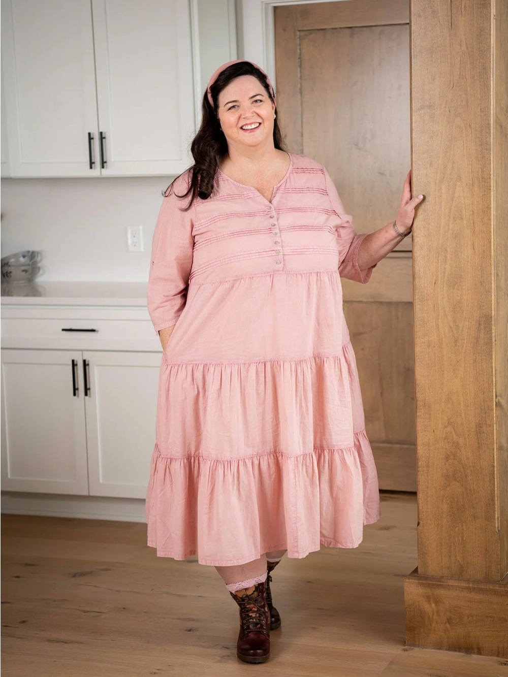 April Cornell Friendship Dress W2 Sunwashed Rose Modern Prairie Cotton Midi